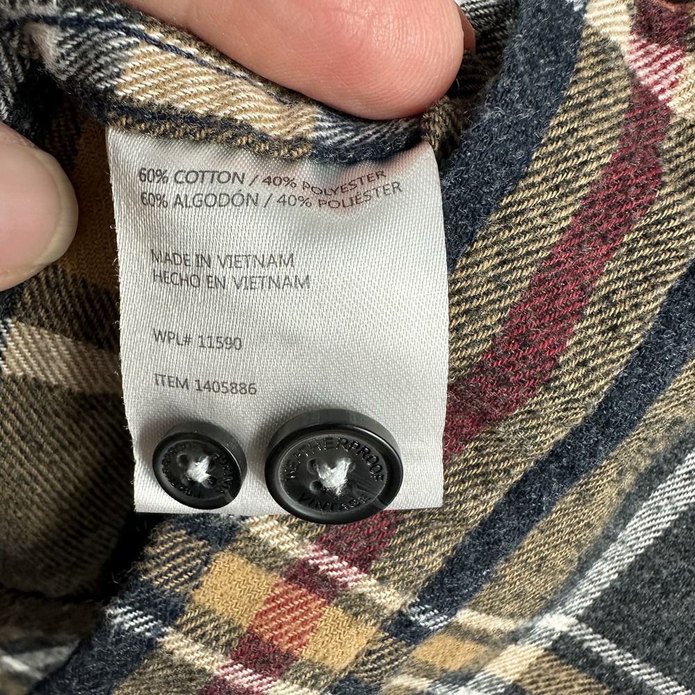 Weatherproof Vintage Shirt Men's L Blue Tan Red Plaid Flannel Lumberjack Outdoor - Picture 3 of 8